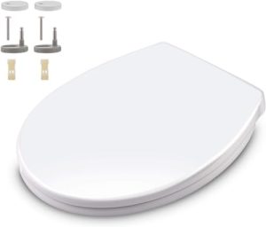 Himimi Ovaler Toilettendeckel mit Absenkautomatik und Quick-Release für pflegeleichte Bäder