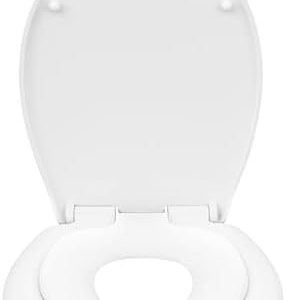 WOLTU Familien WC Deckel mit integriertem Kindersitz und Absenkautomatik – Ideal für kinderfreundliche Bäder, Weiß Oval