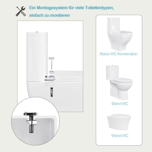 Toilettendeckel Holz mit Absenkautomatik - Leichter zu reinigender WC Sitz mit Quick-Release für modernes Baddesign