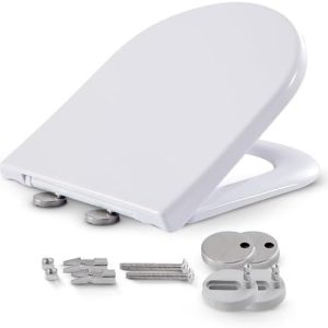 Arebos WC Sitz Duroplast D-Form mit Absenkautomatik | Belastbar bis 150 kg | Einfache Montage für modernes Badezimmer