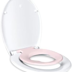Familienfreundlicher WC-Sitz von mit integriertem Kindersitz, Absenkautomatik und verstellbarem Scharnier für das moder