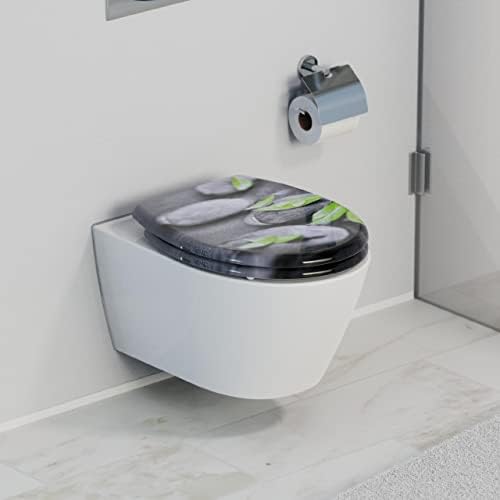 SCHÜTTE STONE WC-Sitz Duroplast mit Absenkautomatik & Schnellverschluss - ideale Reinigung, Belastung 150 kg, Steinmotiv