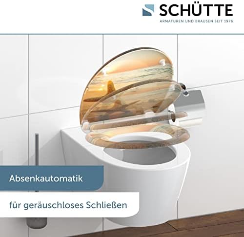 SCHÜTTE STONE WC-Sitz Duroplast mit Absenkautomatik & Schnellverschluss - ideale Reinigung, Belastung 150 kg, Steinmotiv