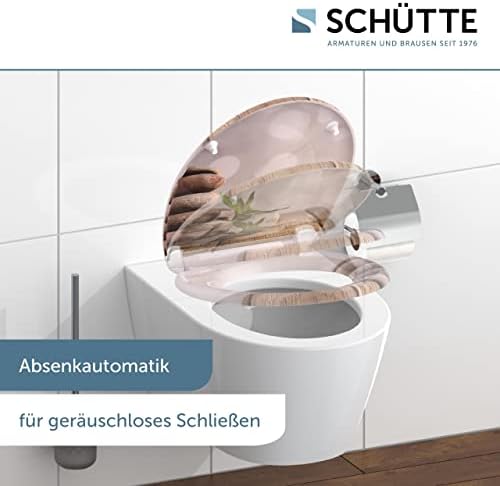 SCHÜTTE STONE WC-Sitz Duroplast mit Absenkautomatik & Schnellverschluss - ideale Reinigung, Belastung 150 kg, Steinmotiv