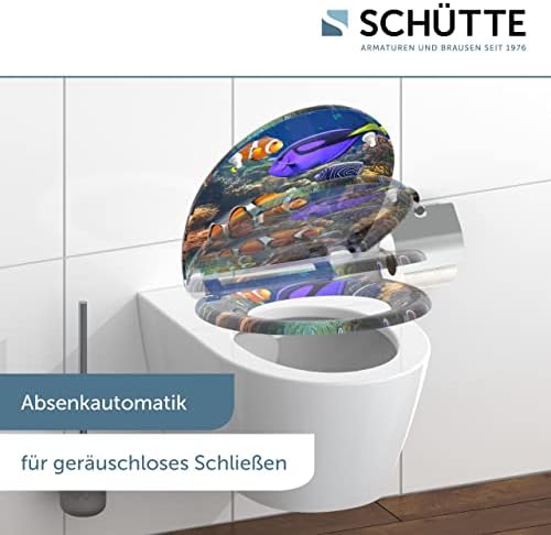 SCHÜTTE STONE WC-Sitz Duroplast mit Absenkautomatik & Schnellverschluss - ideale Reinigung, Belastung 150 kg, Steinmotiv