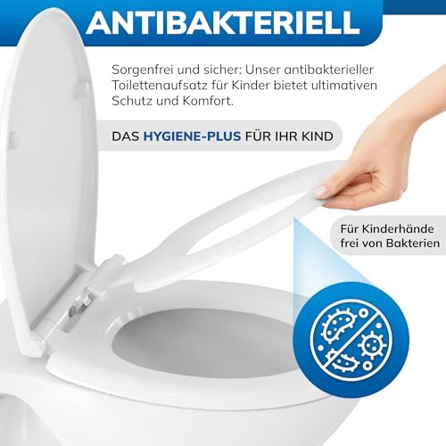 Familienfreundliche Toilettenbrille von – 2-in-1 WC Sitz mit Kindersitz und Absenkautomatik für sichere Nutzung – Hygie