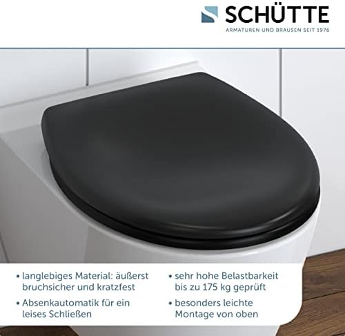 SCHÜTTE STONE WC-Sitz Duroplast mit Absenkautomatik & Schnellverschluss - ideale Reinigung, Belastung 150 kg, Steinmotiv
