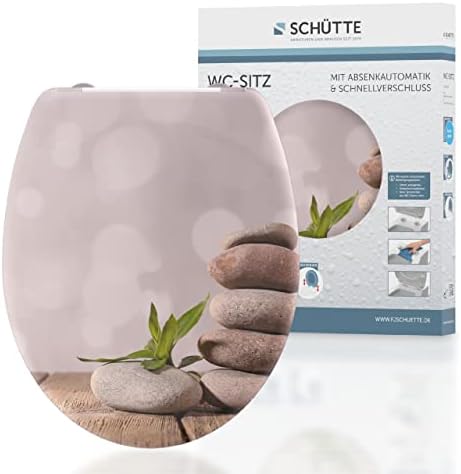 SCHÜTTE STONE WC-Sitz Duroplast mit Absenkautomatik & Schnellverschluss - ideale Reinigung, Belastung 150 kg, Steinmotiv