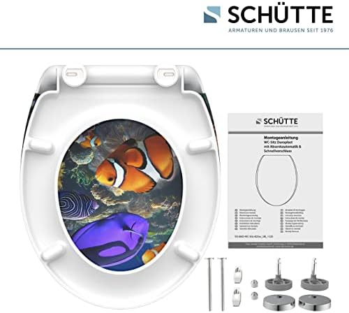 SCHÜTTE STONE WC-Sitz Duroplast mit Absenkautomatik & Schnellverschluss - ideale Reinigung, Belastung 150 kg, Steinmotiv