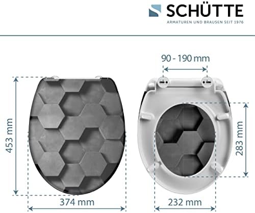 SCHÜTTE STONE WC-Sitz Duroplast mit Absenkautomatik & Schnellverschluss - ideale Reinigung, Belastung 150 kg, Steinmotiv