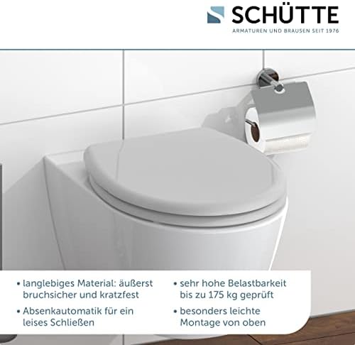 SCHÜTTE STONE WC-Sitz Duroplast mit Absenkautomatik & Schnellverschluss - ideale Reinigung, Belastung 150 kg, Steinmotiv