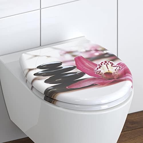 SCHÜTTE STONE WC-Sitz Duroplast mit Absenkautomatik & Schnellverschluss - ideale Reinigung, Belastung 150 kg, Steinmotiv