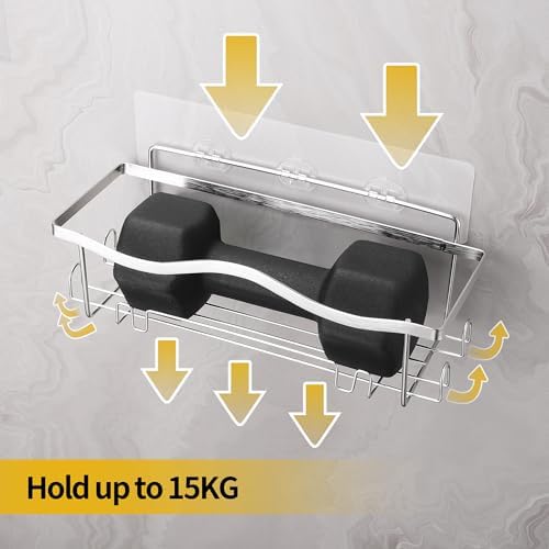 ALOCEO Duschablage ohne Bohren, 3 Stück rostfrei – Praktischer Dusch Organizer für Shampoo, Silber