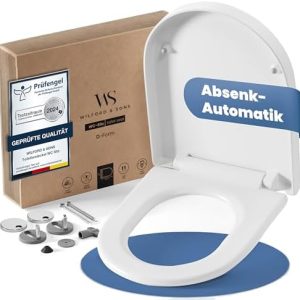 Wilford & Sons PREMIUM Toilettendeckel D-Form mit Absenkautomatik - Weißer Klodeckel für einfaches Reinigen im Badezimme