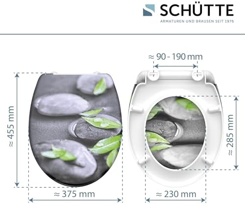 SCHÜTTE STONE WC-Sitz Duroplast mit Absenkautomatik & Schnellverschluss - ideale Reinigung, Belastung 150 kg, Steinmotiv
