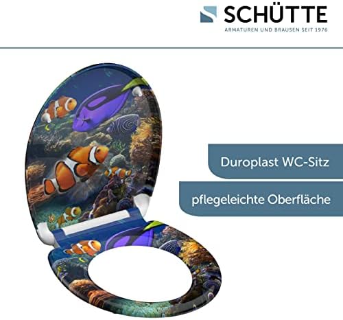 SCHÜTTE STONE WC-Sitz Duroplast mit Absenkautomatik & Schnellverschluss - ideale Reinigung, Belastung 150 kg, Steinmotiv