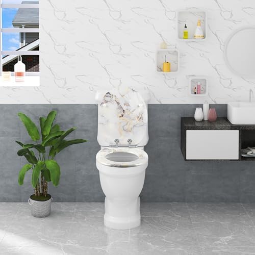 Toilettendeckel Holz mit Absenkautomatik - Leichter zu reinigender WC Sitz mit Quick-Release für modernes Baddesign