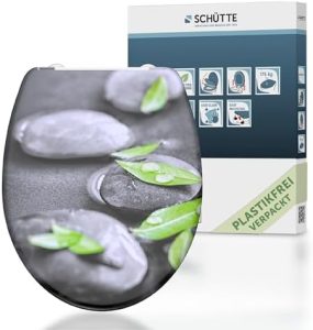 SCHÜTTE STONE WC-Sitz Duroplast mit Absenkautomatik & Schnellverschluss - ideale Reinigung, Belastung 150 kg, Steinmotiv