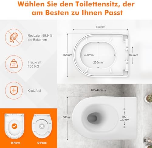 Ibergrif WC-Sitz mit Absenkautomatik, antibakteriell und einfach zu montieren – ideal für jedes Badezimmer!