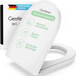 Gentlemen® Premium WC-Sitz D-Form mit Absenkautomatik – Antibakteriell & QuickClean – Einfache Montage für Ihr Badezimme