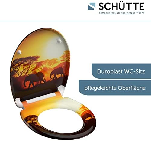 SCHÜTTE STONE WC-Sitz Duroplast mit Absenkautomatik & Schnellverschluss - ideale Reinigung, Belastung 150 kg, Steinmotiv