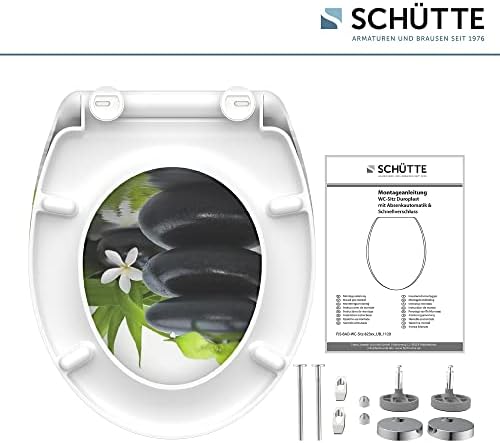 SCHÜTTE STONE WC-Sitz Duroplast mit Absenkautomatik & Schnellverschluss - ideale Reinigung, Belastung 150 kg, Steinmotiv