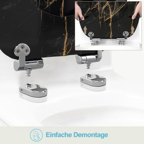 Toilettendeckel Holz mit Absenkautomatik - Leichter zu reinigender WC Sitz mit Quick-Release für modernes Baddesign