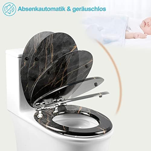Toilettendeckel Holz mit Absenkautomatik - Leichter zu reinigender WC Sitz mit Quick-Release für modernes Baddesign