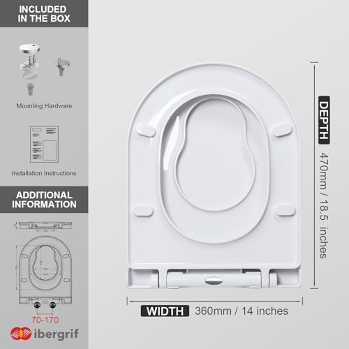 Ibergrif WC-Sitz mit Absenkautomatik, antibakteriell und einfach zu montieren – ideal für jedes Badezimmer!