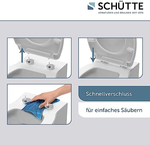 SCHÜTTE STONE WC-Sitz Duroplast mit Absenkautomatik & Schnellverschluss - ideale Reinigung, Belastung 150 kg, Steinmotiv