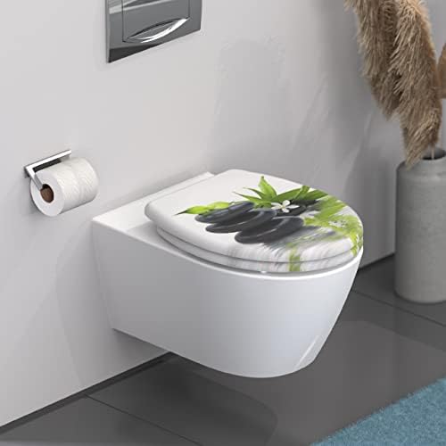 SCHÜTTE STONE WC-Sitz Duroplast mit Absenkautomatik & Schnellverschluss - ideale Reinigung, Belastung 150 kg, Steinmotiv