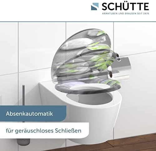 SCHÜTTE STONE WC-Sitz Duroplast mit Absenkautomatik & Schnellverschluss - ideale Reinigung, Belastung 150 kg, Steinmotiv