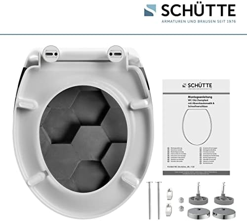 SCHÜTTE STONE WC-Sitz Duroplast mit Absenkautomatik & Schnellverschluss - ideale Reinigung, Belastung 150 kg, Steinmotiv