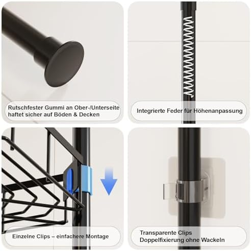 Duschablage ohne Bohren - Silbernes Duschregal für Shampoo & Badzubehör im Badezimmer