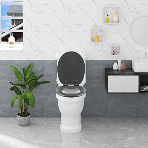 Toilettendeckel Holz mit Absenkautomatik - Leichter zu reinigender WC Sitz mit Quick-Release für modernes Baddesign