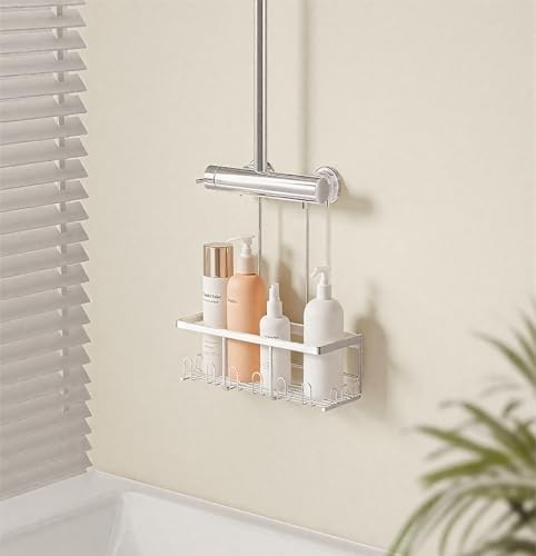 Duschablage ohne Bohren - Silbernes Duschregal für Shampoo & Badzubehör im Badezimmer