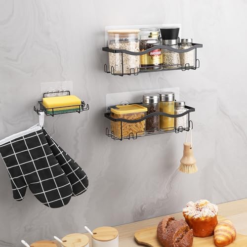 ALOCEO Duschablage ohne Bohren, 3 Stück rostfrei – Praktischer Dusch Organizer für Shampoo, Silber