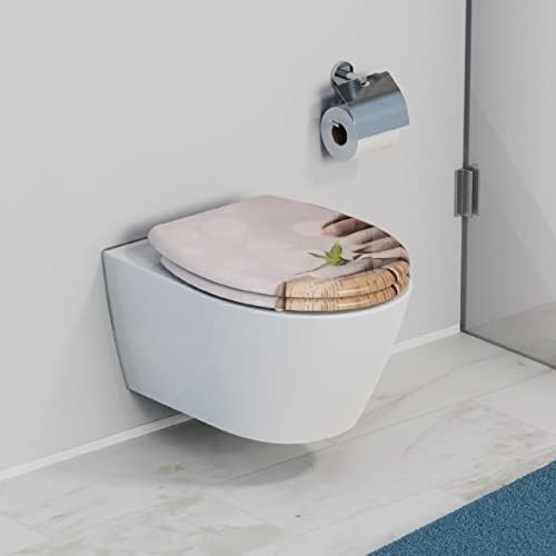 SCHÜTTE STONE WC-Sitz Duroplast mit Absenkautomatik & Schnellverschluss - ideale Reinigung, Belastung 150 kg, Steinmotiv