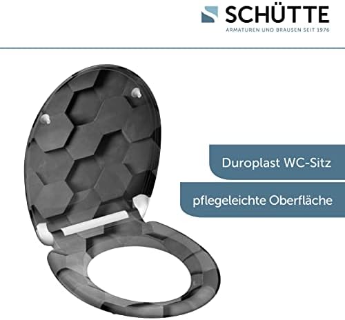 SCHÜTTE STONE WC-Sitz Duroplast mit Absenkautomatik & Schnellverschluss - ideale Reinigung, Belastung 150 kg, Steinmotiv