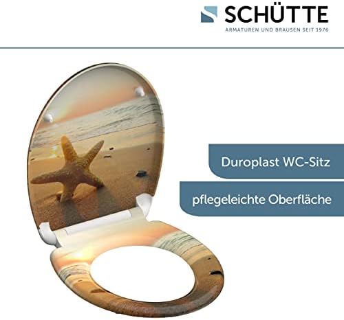 SCHÜTTE STONE WC-Sitz Duroplast mit Absenkautomatik & Schnellverschluss - ideale Reinigung, Belastung 150 kg, Steinmotiv