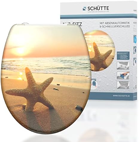 SCHÜTTE STONE WC-Sitz Duroplast mit Absenkautomatik & Schnellverschluss - ideale Reinigung, Belastung 150 kg, Steinmotiv