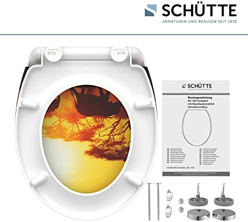 SCHÜTTE STONE WC-Sitz Duroplast mit Absenkautomatik & Schnellverschluss - ideale Reinigung, Belastung 150 kg, Steinmotiv