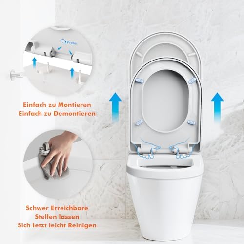 Ibergrif WC-Sitz mit Absenkautomatik, antibakteriell und einfach zu montieren – ideal für jedes Badezimmer!
