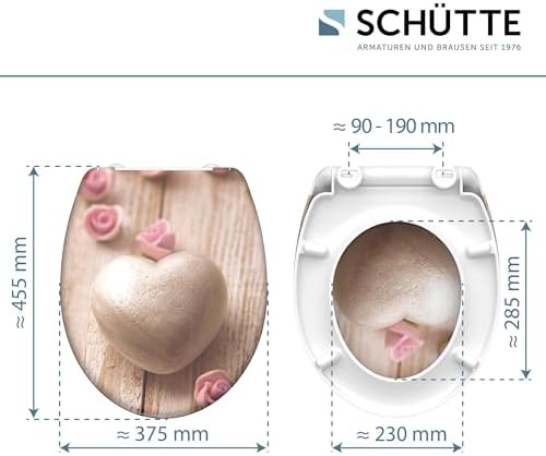 SCHÜTTE STONE WC-Sitz Duroplast mit Absenkautomatik & Schnellverschluss - ideale Reinigung, Belastung 150 kg, Steinmotiv