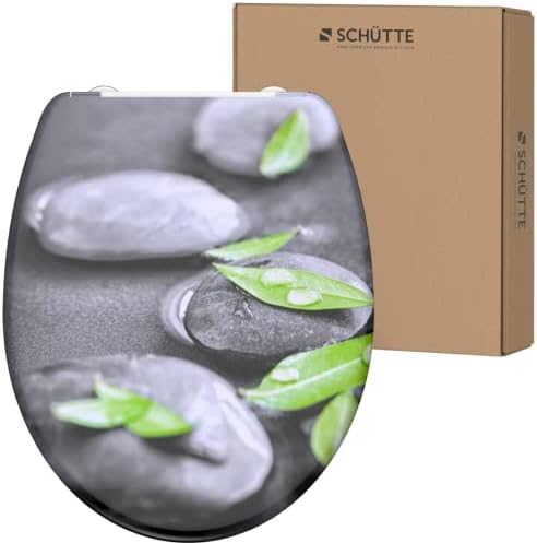 SCHÜTTE STONE WC-Sitz Duroplast mit Absenkautomatik & Schnellverschluss - ideale Reinigung, Belastung 150 kg, Steinmotiv