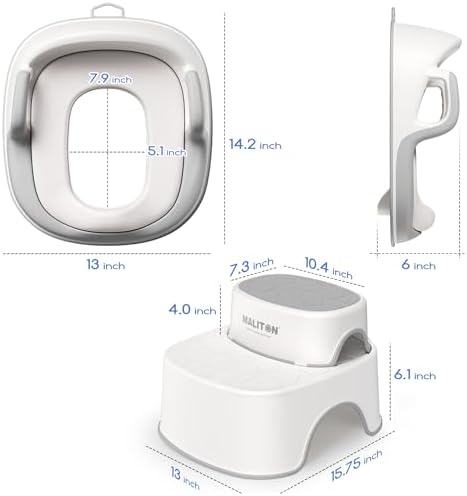Maliton Toilettensitz für Kinder 1-8 Jahre mit 2-stufigem Tritthocker, rutschfest und weich, ideal für sicheres Toilette