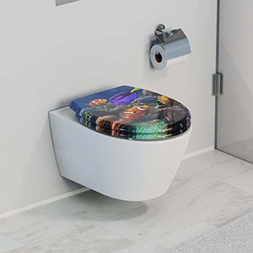 SCHÜTTE STONE WC-Sitz Duroplast mit Absenkautomatik & Schnellverschluss - ideale Reinigung, Belastung 150 kg, Steinmotiv