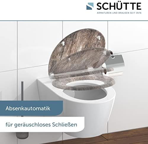 SCHÜTTE STONE WC-Sitz Duroplast mit Absenkautomatik & Schnellverschluss - ideale Reinigung, Belastung 150 kg, Steinmotiv