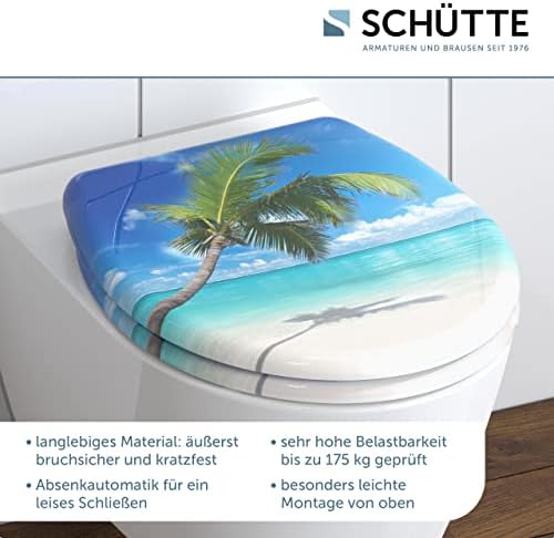 SCHÜTTE STONE WC-Sitz Duroplast mit Absenkautomatik & Schnellverschluss - ideale Reinigung, Belastung 150 kg, Steinmotiv
