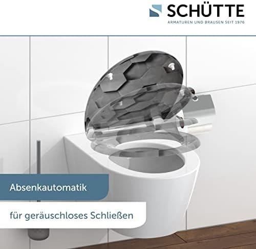 SCHÜTTE STONE WC-Sitz Duroplast mit Absenkautomatik & Schnellverschluss - ideale Reinigung, Belastung 150 kg, Steinmotiv